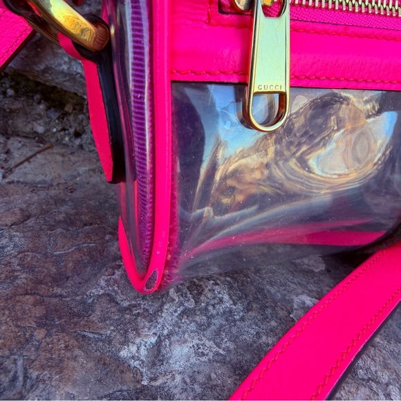 Authentic Gucci Ophidia Mini Transparent Crossbody Bag in Fluorescent Pink - Picture 3 of 15
